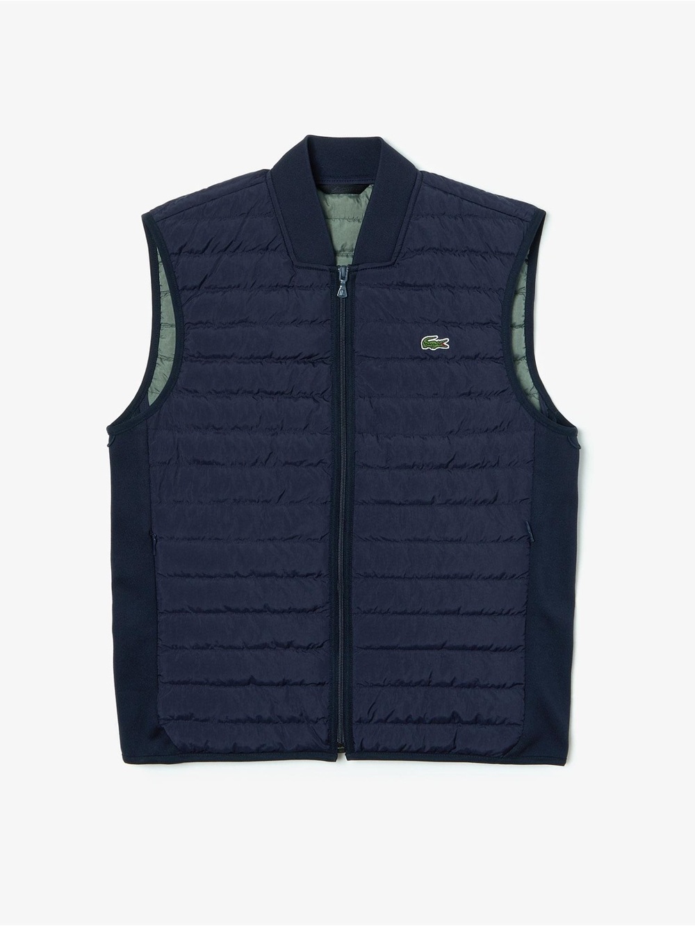 Lacoste Men’s Navy Blue Quilted Hybrid Puffer Vest Full Zip Size M-L